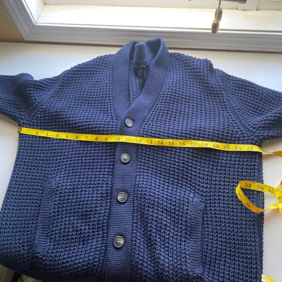 Banana Republic 2023 Relaxed Fit Waffle Cardigan Men Large Blue Grandpa Cotton - Picture 11 of 14